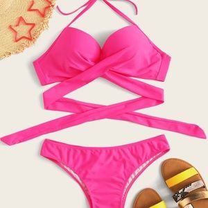 SHEIN hot PINK push up bikini